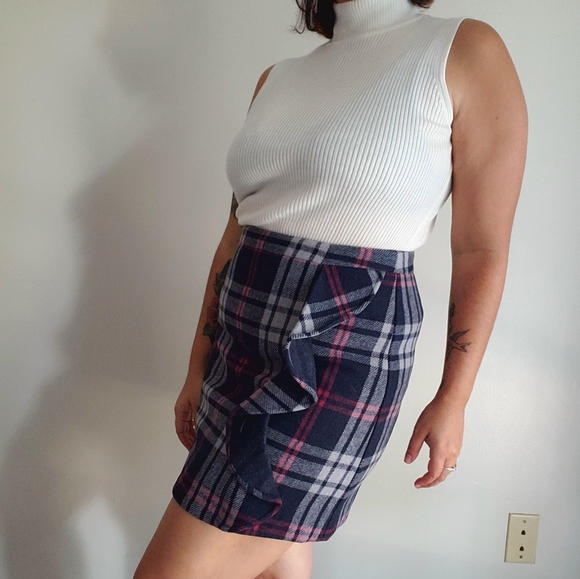 J.Crew Mercantile plaid ruffle wool blend mini 6 - Picture 2 of 7